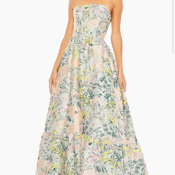 Vintage Mac Duggal Floral Embossed Ball Gown